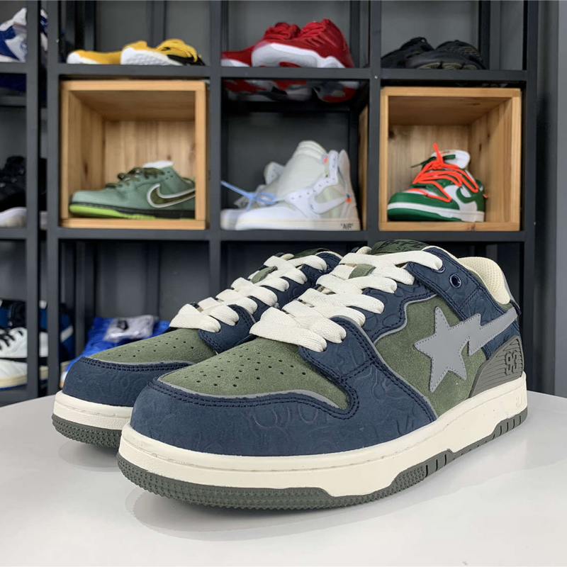 A Bathing Ape Bape SK8 Sta "Army Green Dark Blue"