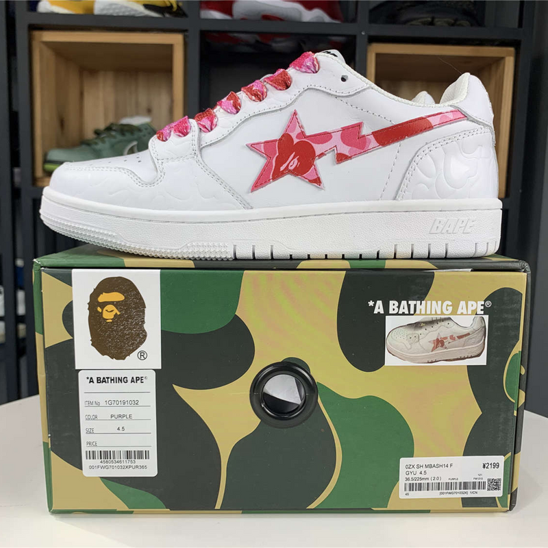 A Bathing Ape Bape Sta Low "White ABC Camo Pink"