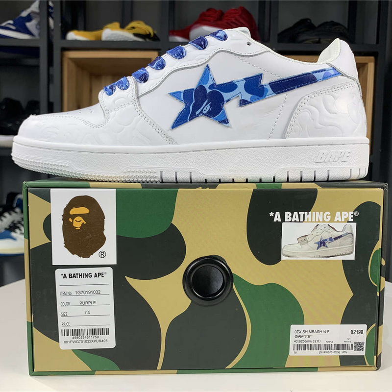 A Bathing Ape Bape Sta Low "White ABC Camo Blue"