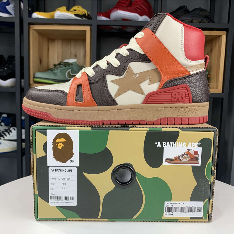 A Bathing Ape Bape Sta "93 Hi Red Orange Light Sand"