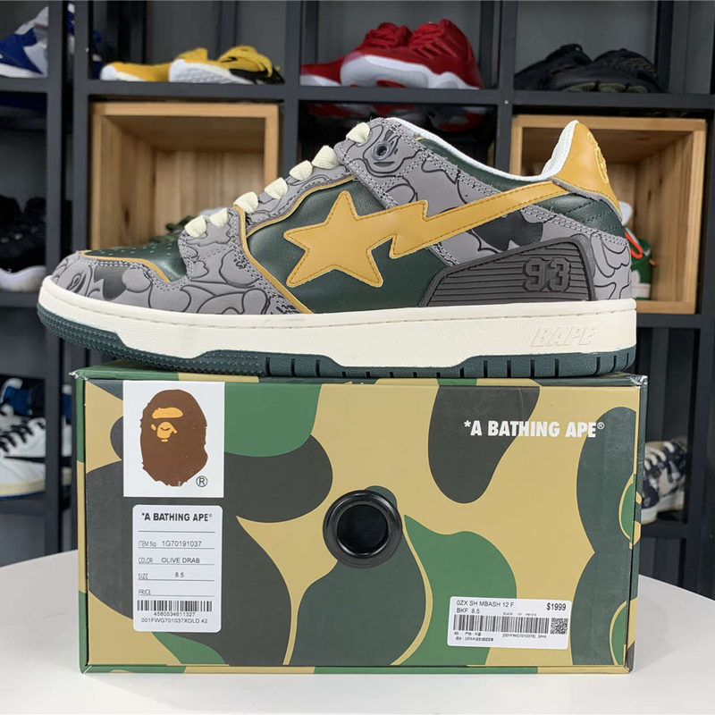 A Bathing Ape Bape SK8 Sta "Grey Mustard Yellow"