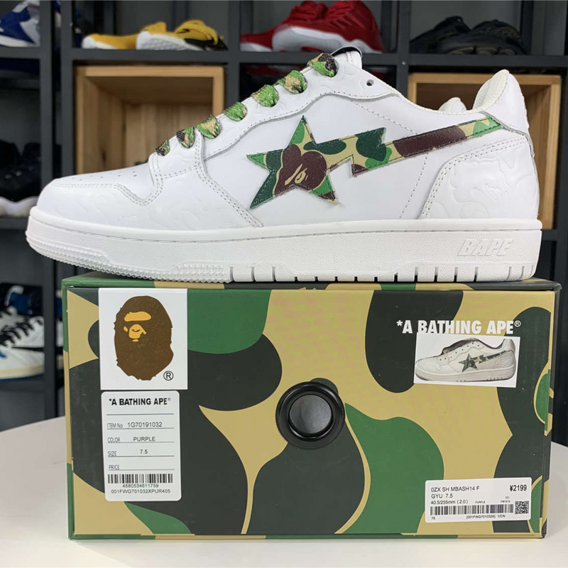 A Bathing Ape Bape Sta Low "White ABC Camo Green"