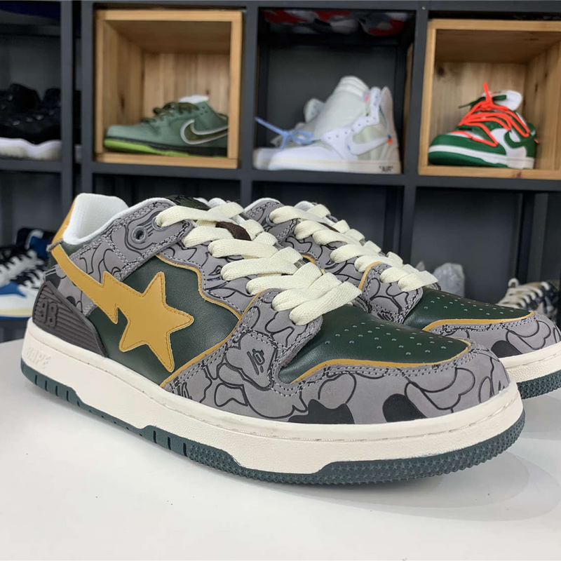 A Bathing Ape Bape SK8 Sta "Grey Mustard Yellow"