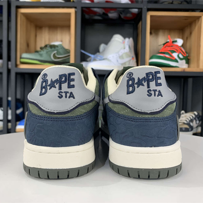 A Bathing Ape Bape SK8 Sta "Army Green Dark Blue"