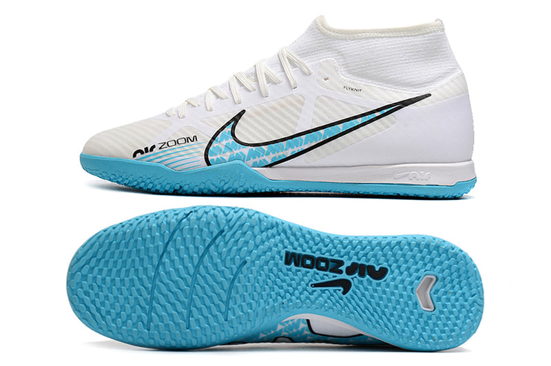 Air Zoom Superfly 9 TF Futsal Boot - White/Blue - High Top