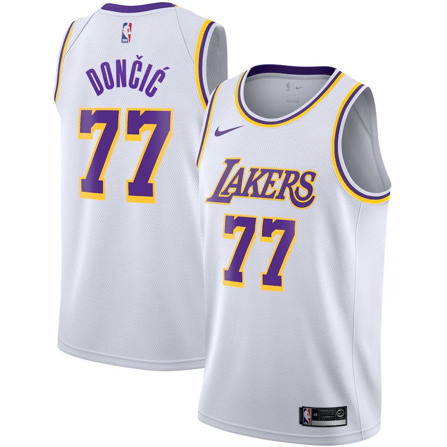 BRINDE-2025-02-06T125229.747_d9808958-045f-4a0e-920c-6dd0027926b9 Luka Dončić Los Angeles Lakers Nike Unisex Swingman Jersey - Icon Edition - White - Image 1