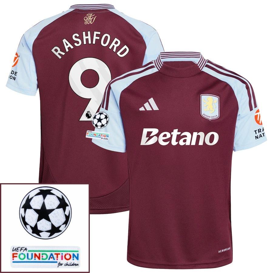 BRINDE-2025-03-04T224304.868 Aston Villa Rashford 9 Home Fan Jersey 2024/25 Patches UCL UEFA Foundation (Official Printing) - Image 1