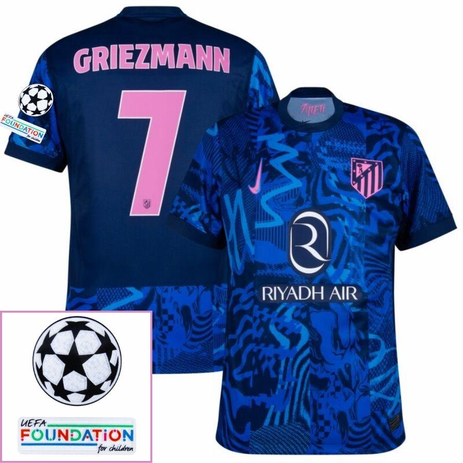 BRINDE-2025-03-04T230818.843_dc0fbe75-e66c-4ea8-9f35-6ae195f5c04f Atlético Madrid Griezmann 7 Third Fan Jersey 2024/25 Patches UCL UEFA Foundation (Official Printing) - Image 1