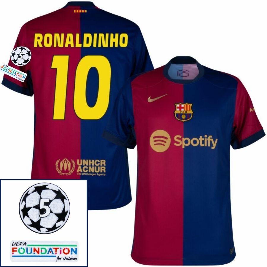 BRINDE-2025-03-05T002529.870 Barcelona Ronaldinho 10 Home 2024/25 Patches UCL UEFA Foundation (Official Printing) - Image 1