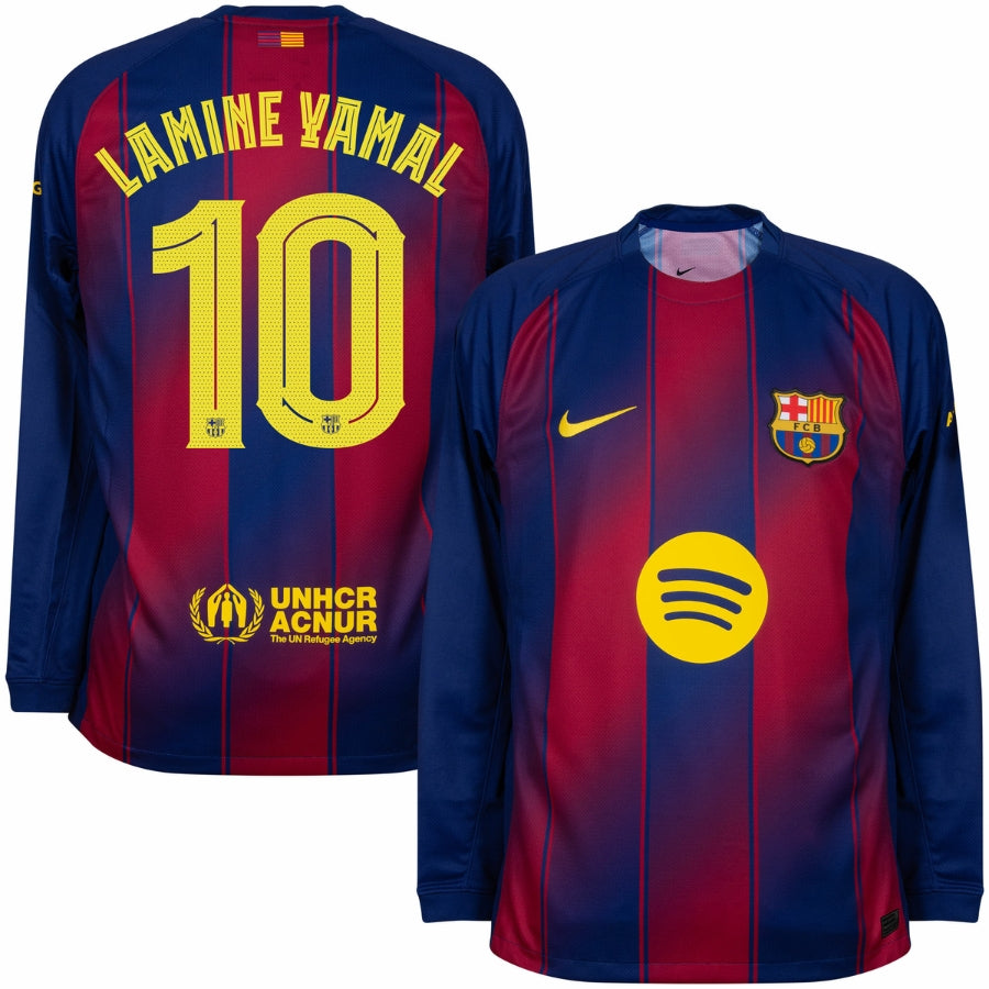 CopiadeTextodoseuparagrafo-2025-09-10T195415.071 Barcelona Home Lamine Yamal 10 Fan Jersey Long Sleeve 2025/26 - Image 1